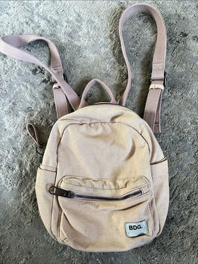 BDG. URBEN OUTFITTERS Canvas Mini Backpack. in Beige & Pink